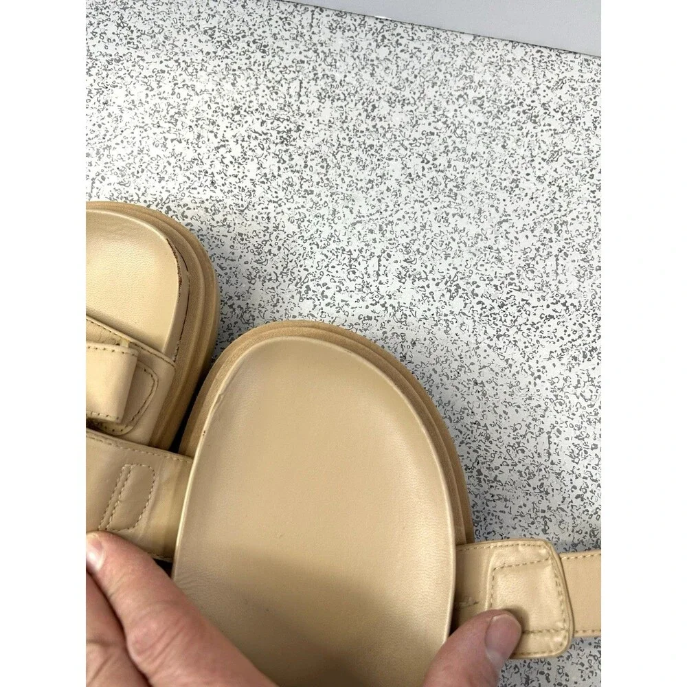 Zara Cream Beige Tan Chunky Sandals Size 39 8.5 - Picture 8 of 13